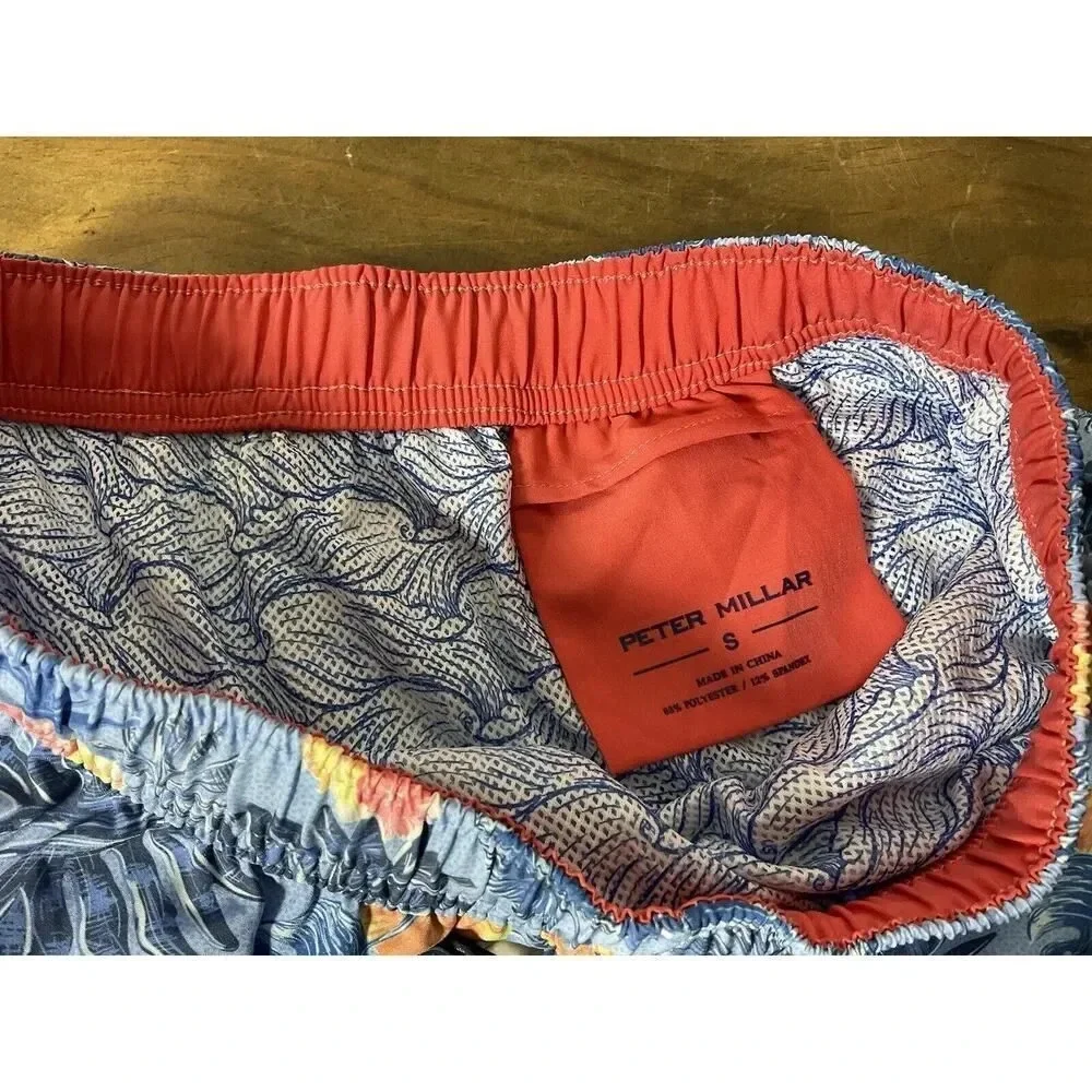 Peter Millar Swim Trunks Crown Moanalua Print Size Small Blue NWT